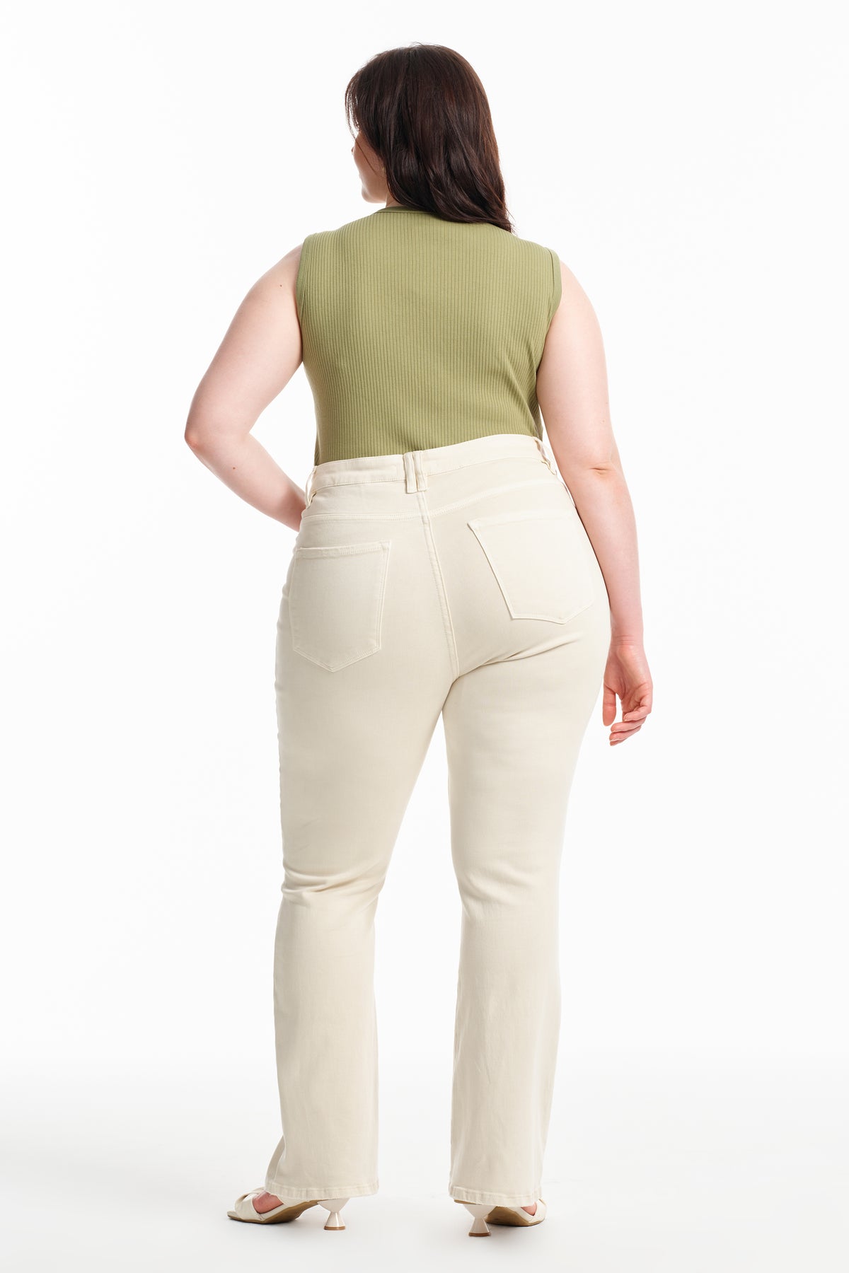 PLUS EMILY HIGH RISE DISTRESSED FLARE