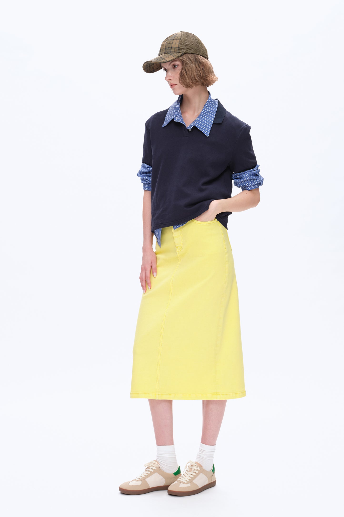 MID WAIST MIDI SKIRT BYK7052 (BYMJ167) LEMON