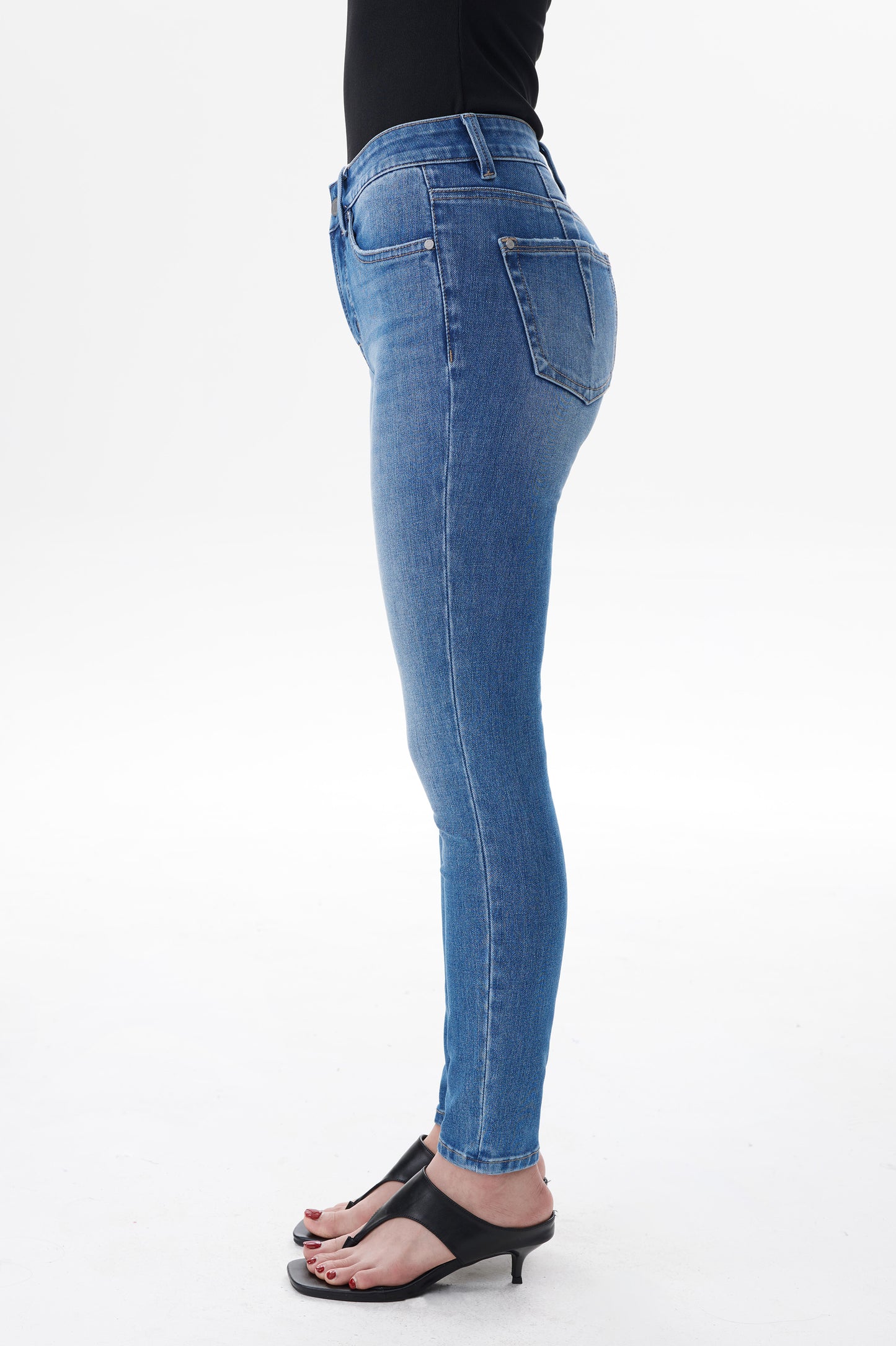 VIENNA MID RISE SKINNY ANKLE JEANS Glazed Layered Blue