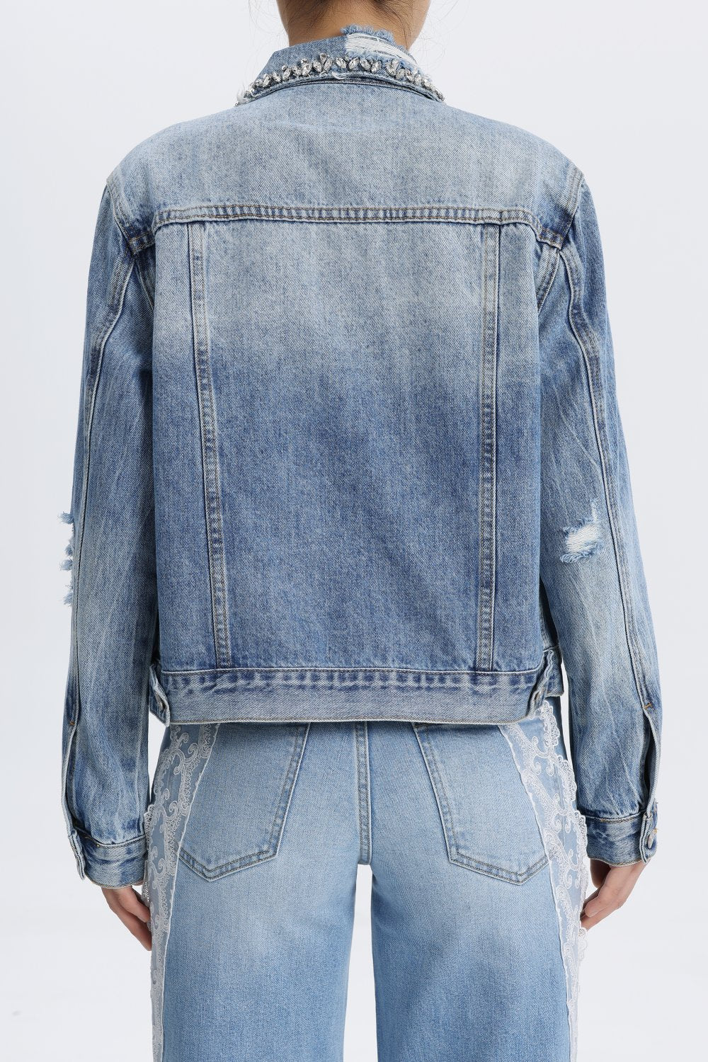 PARIS DISSTRESSED JACKET  BYJ9090 GLIMMERING BLUE