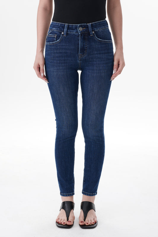VIENNA MID RISE SKINNY ANKLE JEANS Heavy Washed Indigo