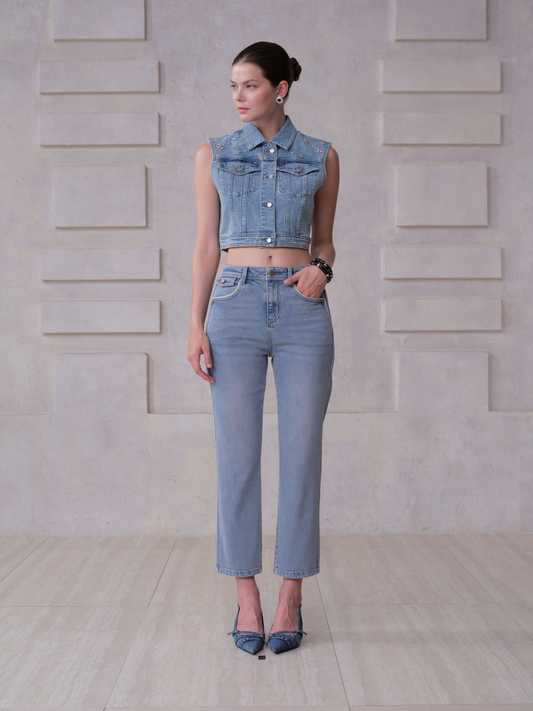 HONG KONG HIGH RISE STRAIGHT CROPPED JEANS BYT5356