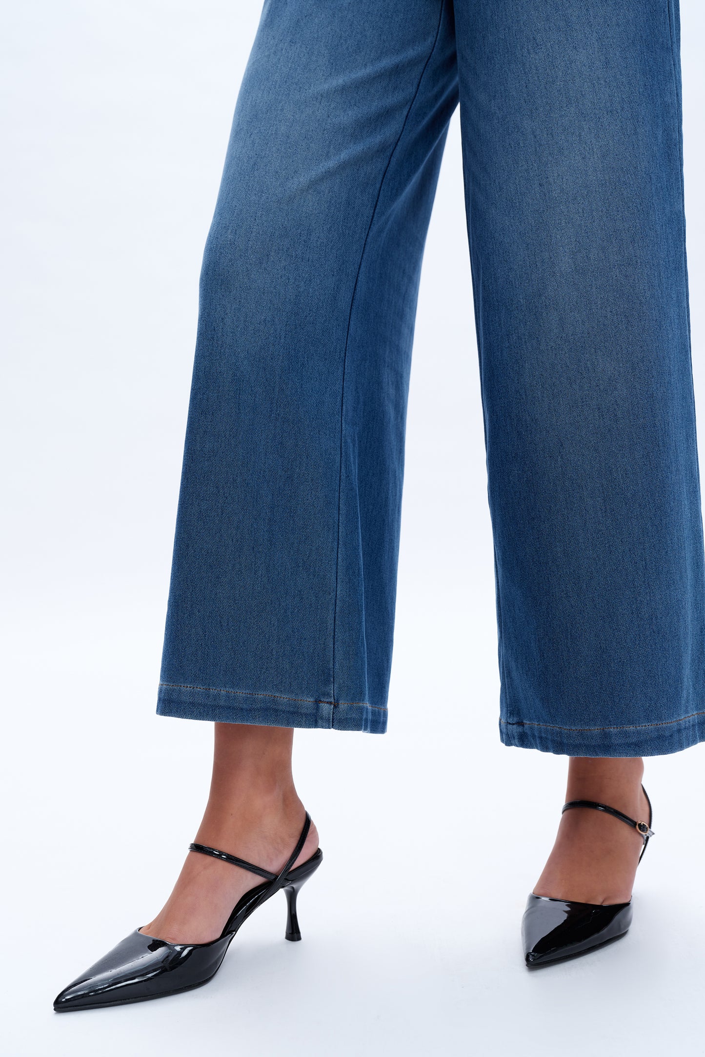 HIGH RISE WIDE LEG FLARE JEANS BYW8114 BLUEBELL