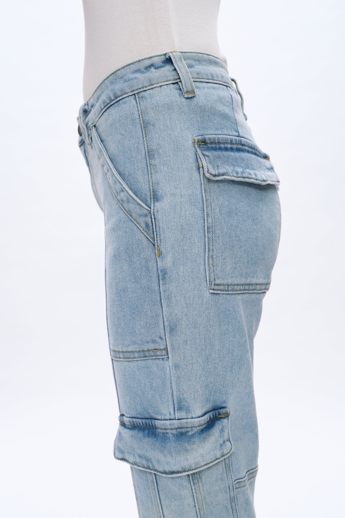 HIGH RISE STRAIGHT LEG DENIM JEANS BYT5037-A LIGHT BLUE