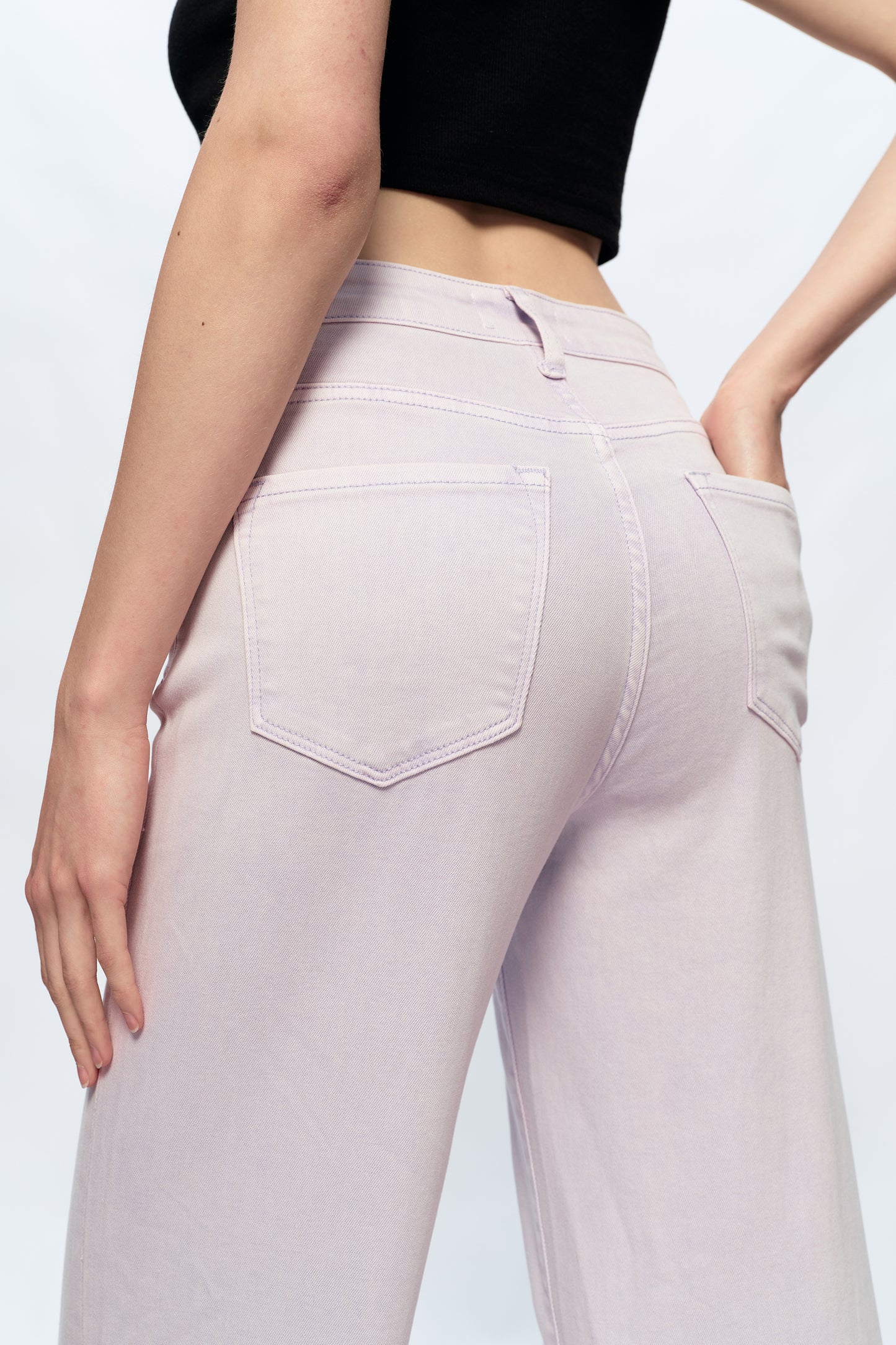 HIGH RISE WIDE LEG JEANS BYN003 ORCHID PETAL