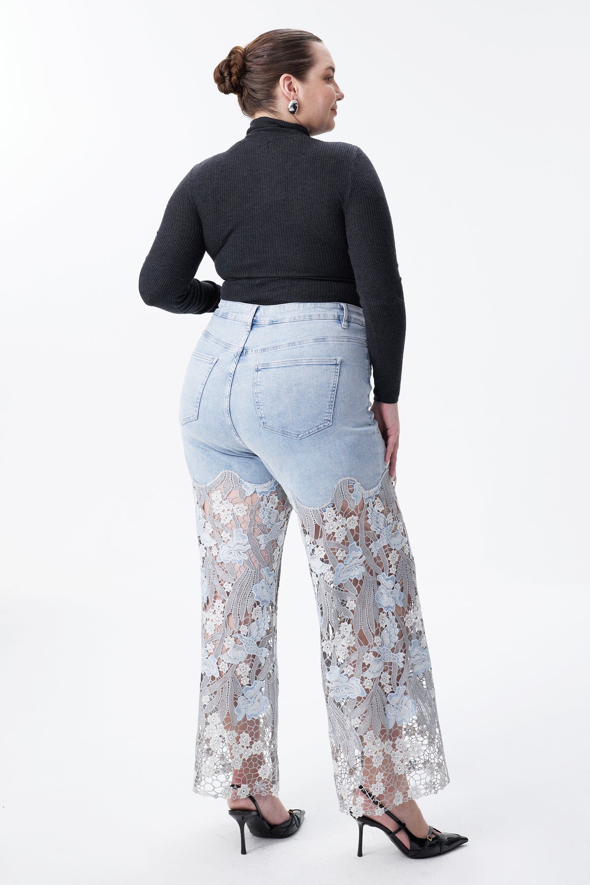 PLUS HIGH RISE LACE WIDE LEG