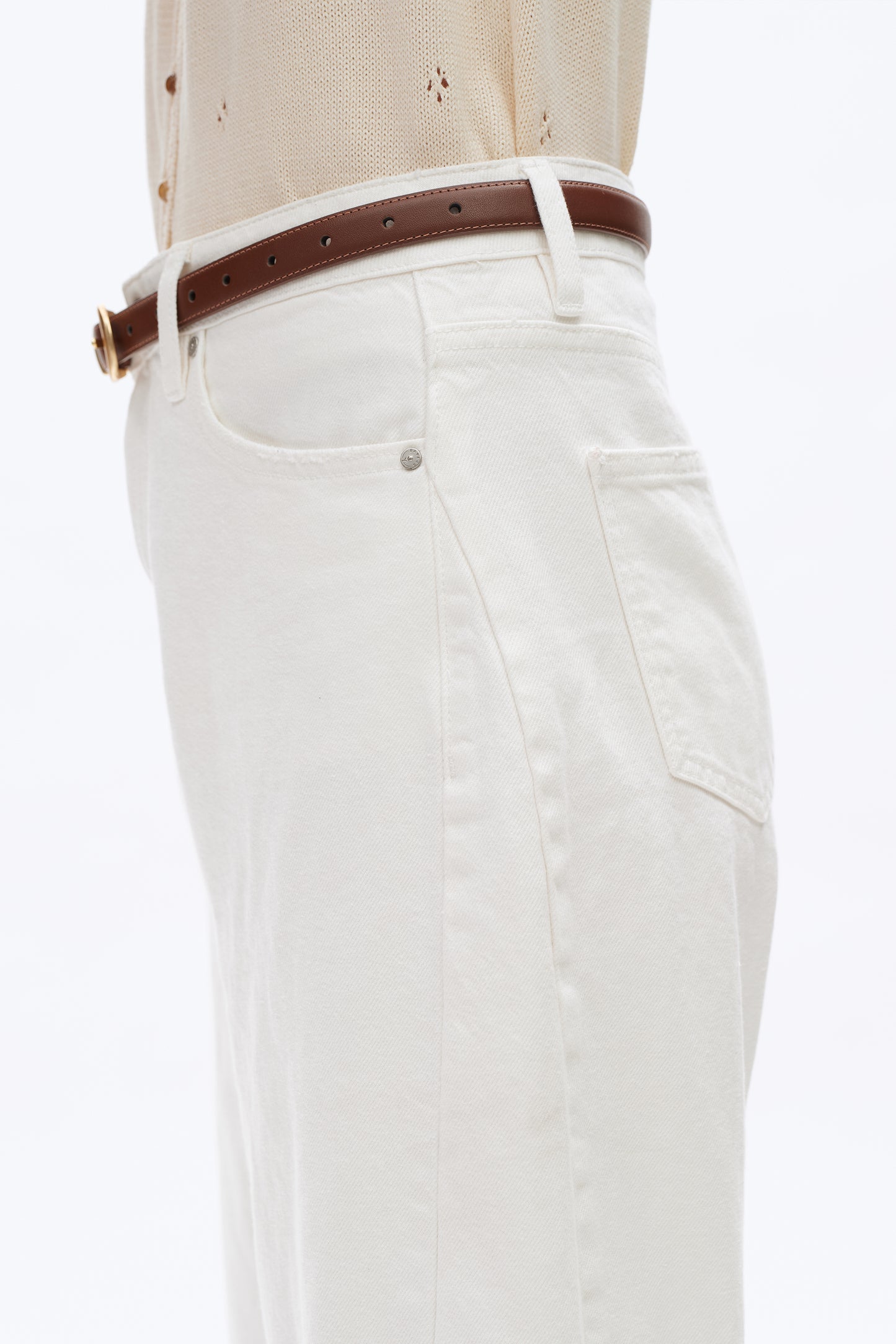 SUPER HIGH RISE PIECED BARREL LEG DENIM JEANS BYOX011 (BYHE240) WHITE