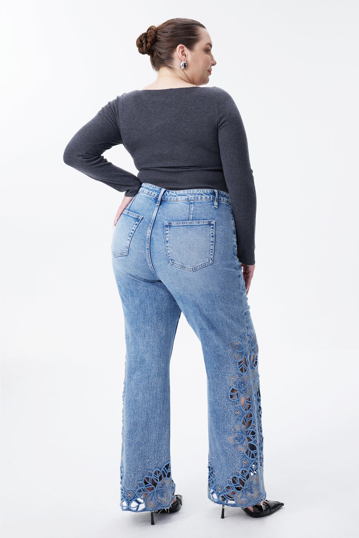PLUS SIZE MID RISE WIDE LEG  BYW8305-P