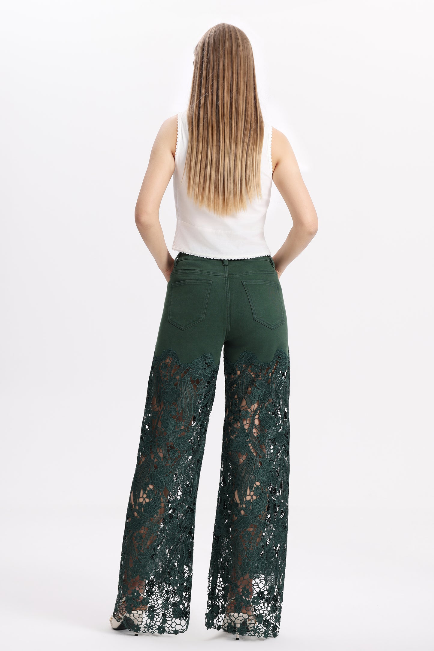 HIGH RISE LACE PANTS WITH RHINESTONE