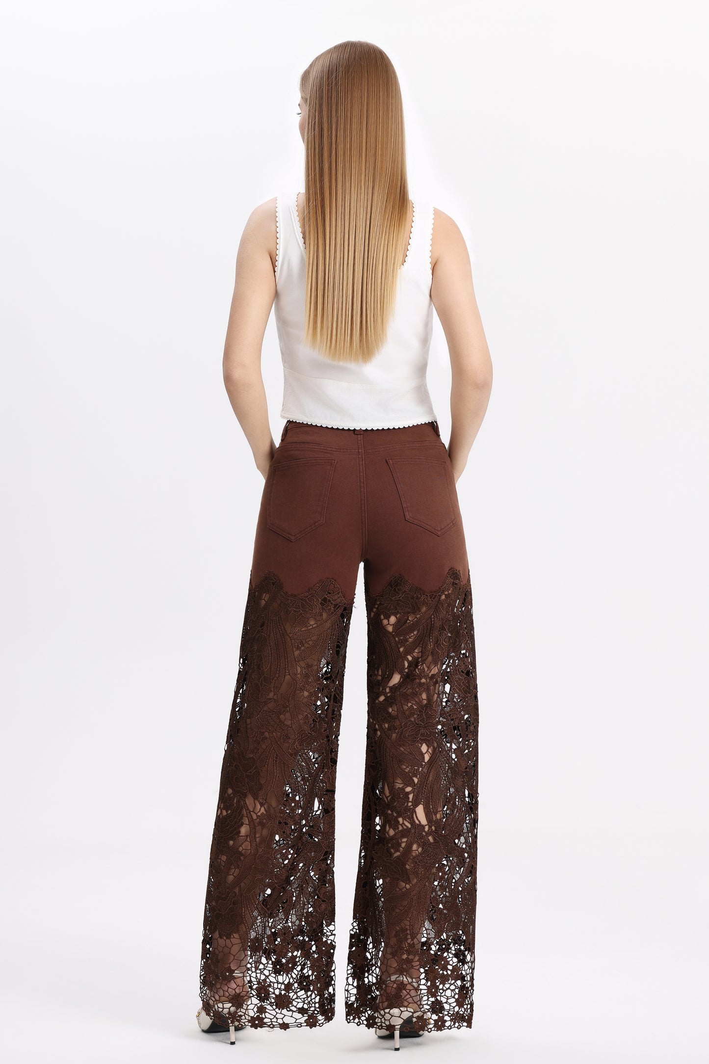 HIGH RISE LACE PANTS WITH RHINESTONE