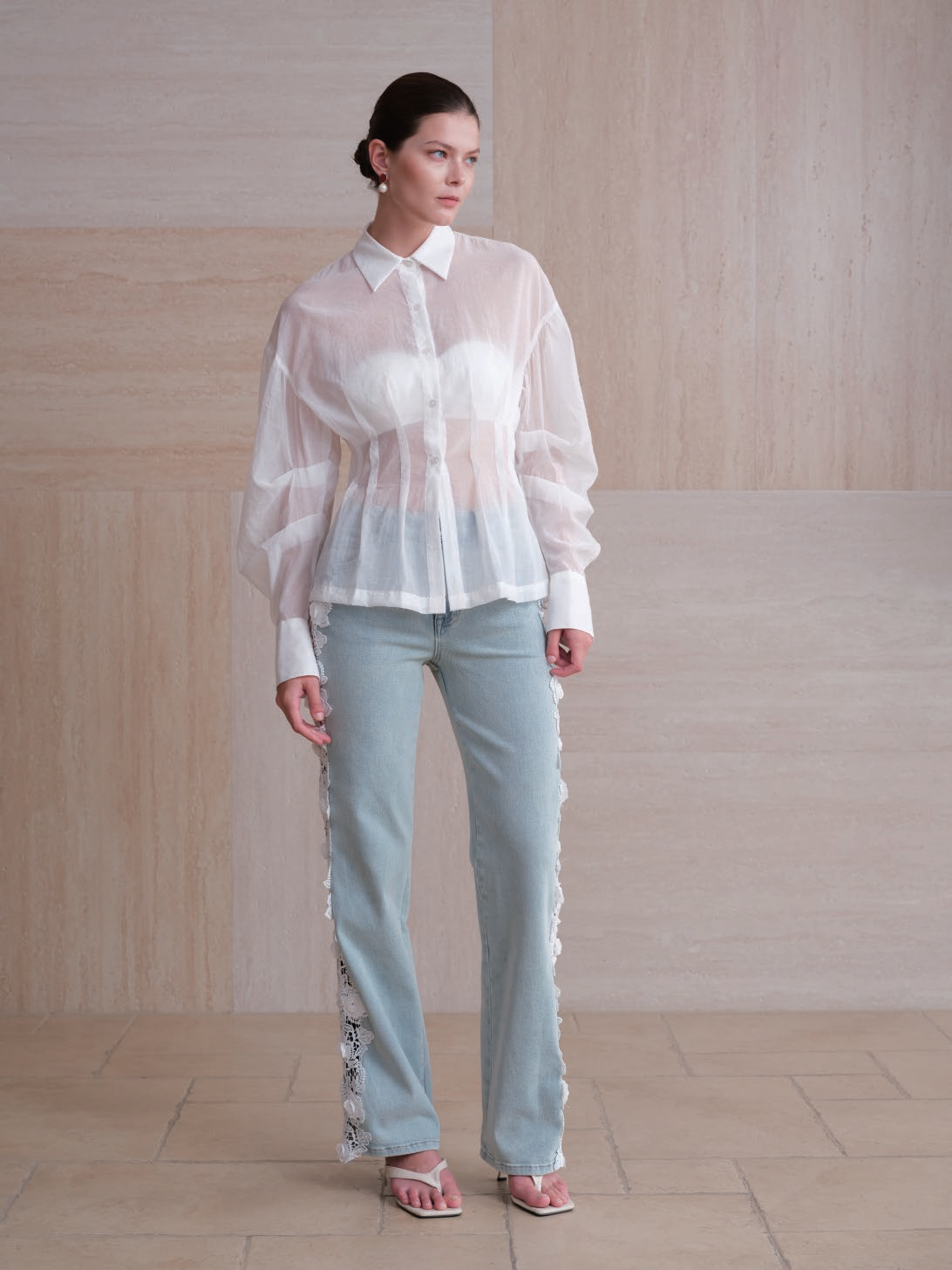 MILAN SEMI-SHEER LOOSE FIT SHIRTS BYJ9092