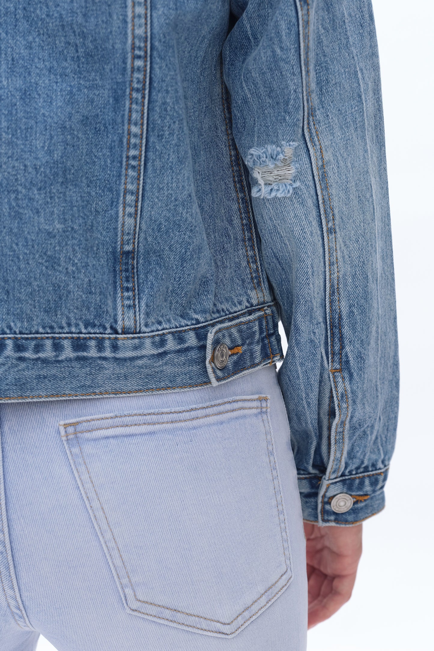 DISTRESSED DENIM JACKET BYJ9026 MERCY BLUE