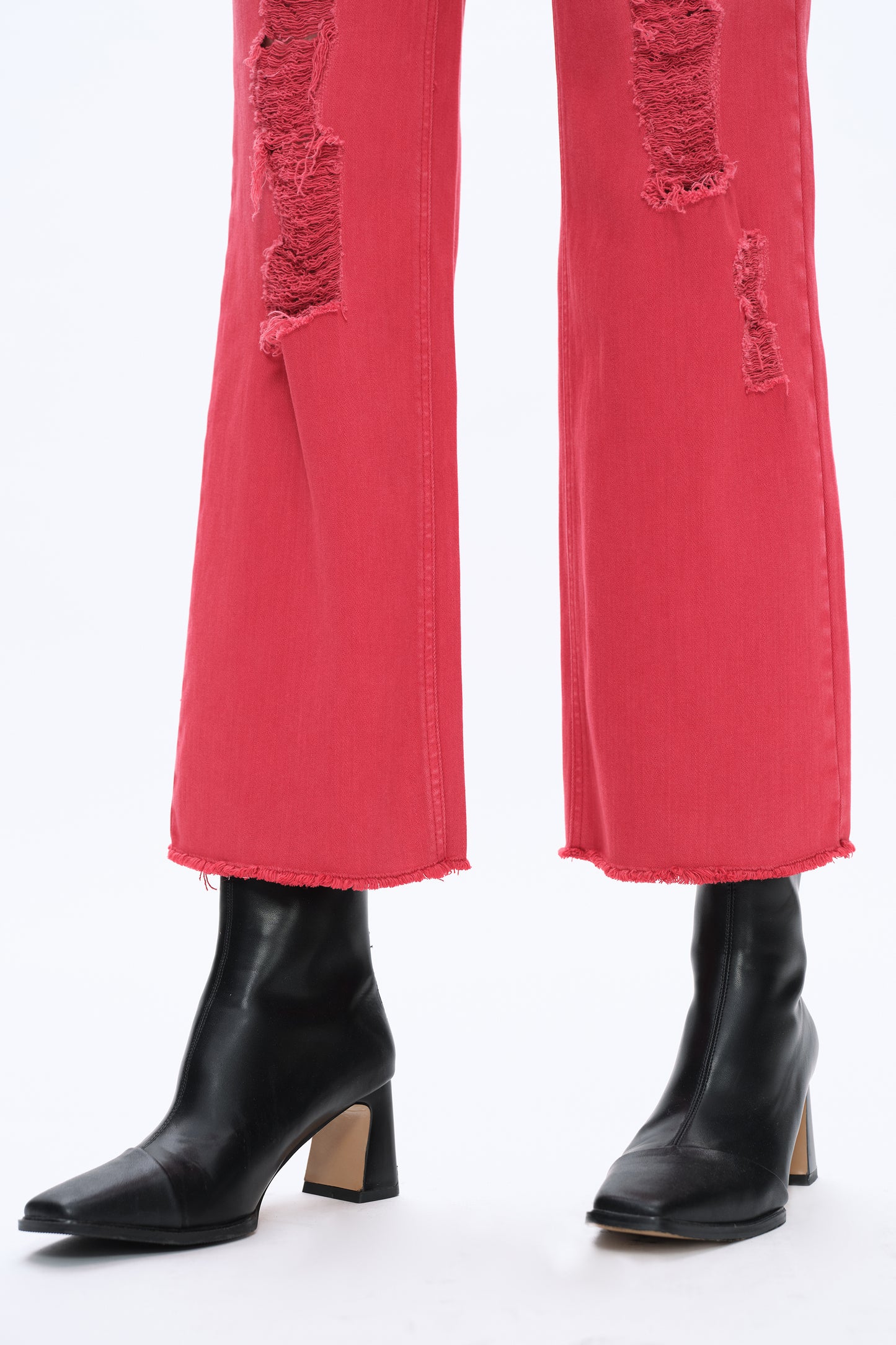 ALLY HIGH RISE DISTRESSED WIDE LEG PANTS BYW8159 (BYMJ022) RED