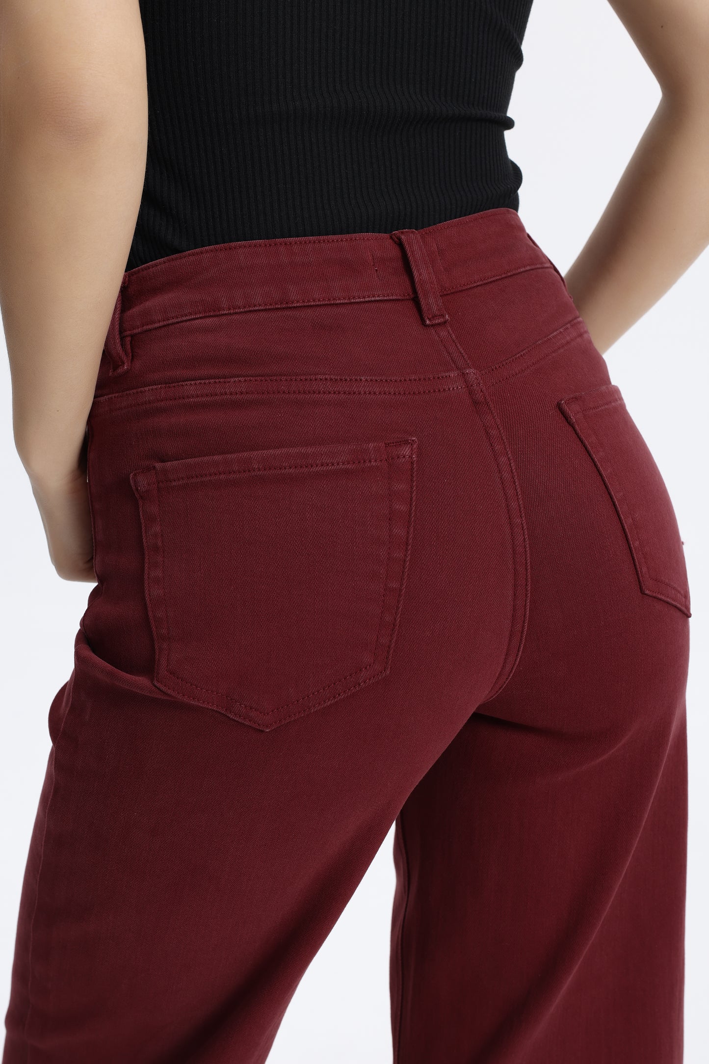 HIGH RISE WIDE LEG BYW8015 CRIMSON