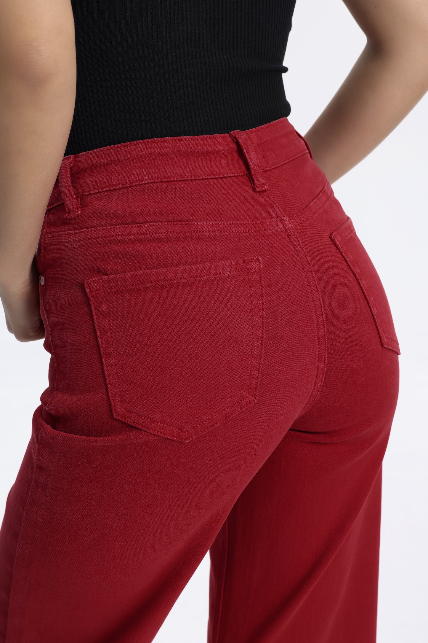 HIGH RISE WIDE LEG BYW8015 CRIMSON