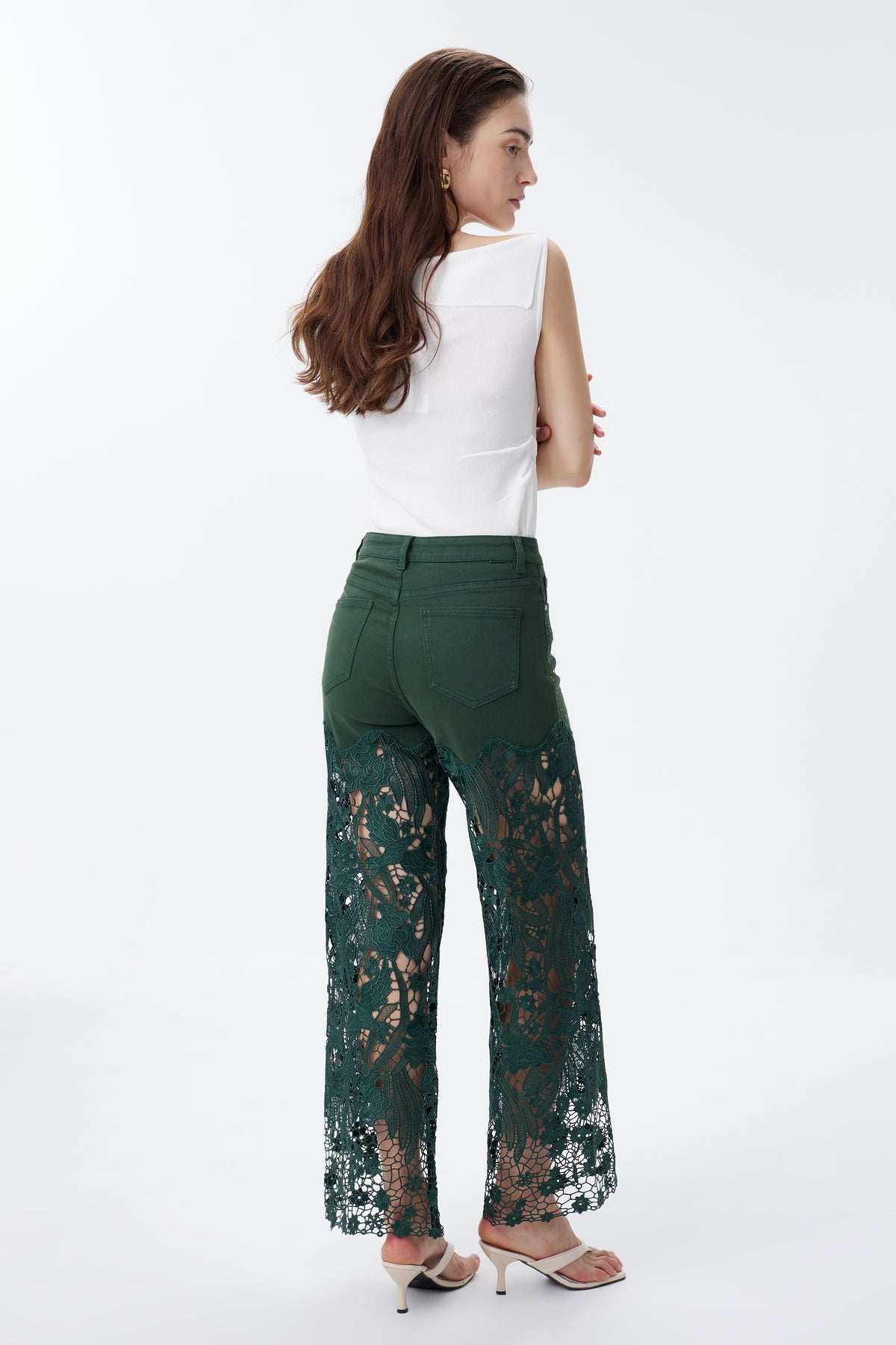 HIGH RISE LACE PANTS WITH RHINESTONE