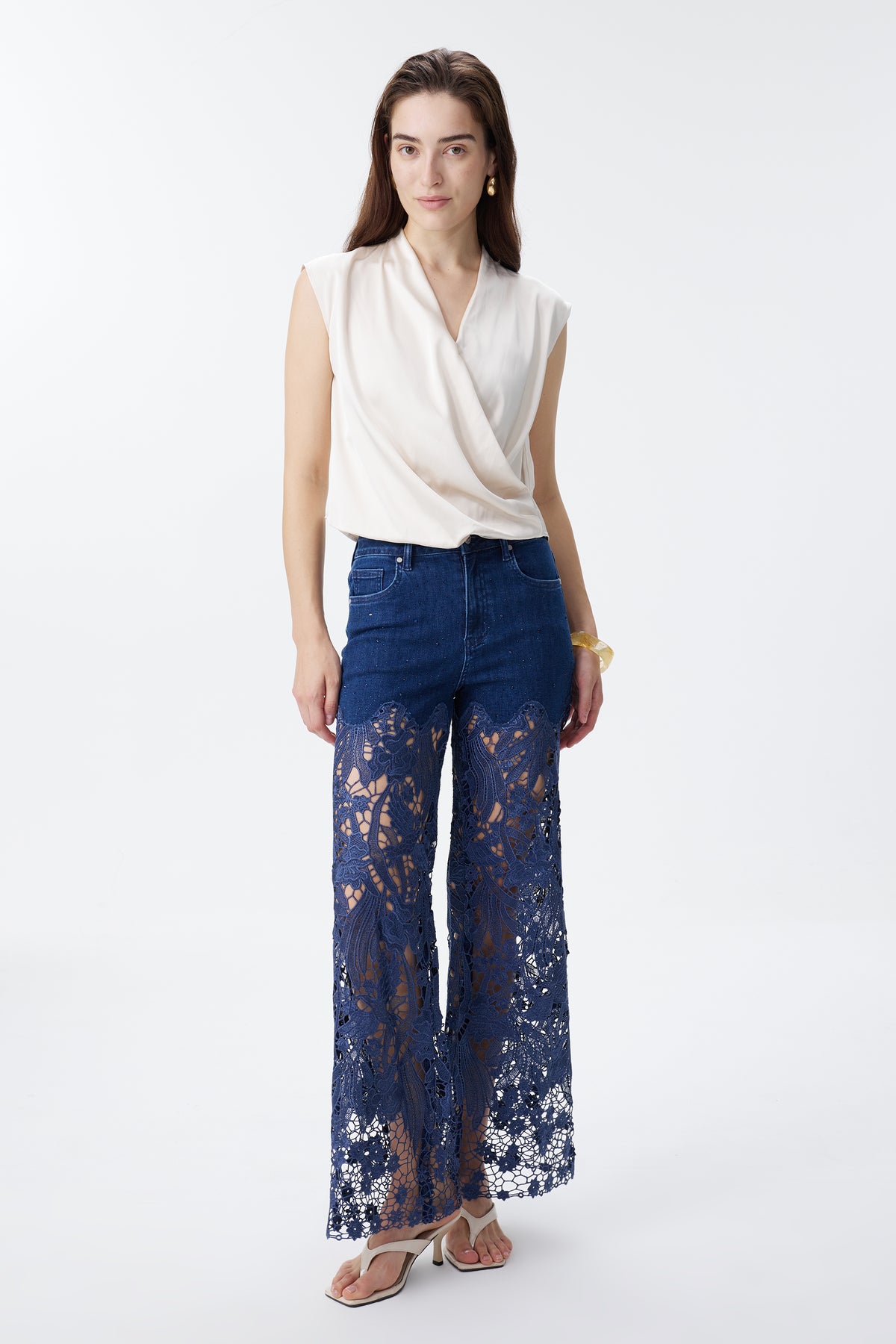 HIGH RISE LACE PANTS WITH RHINESTONE