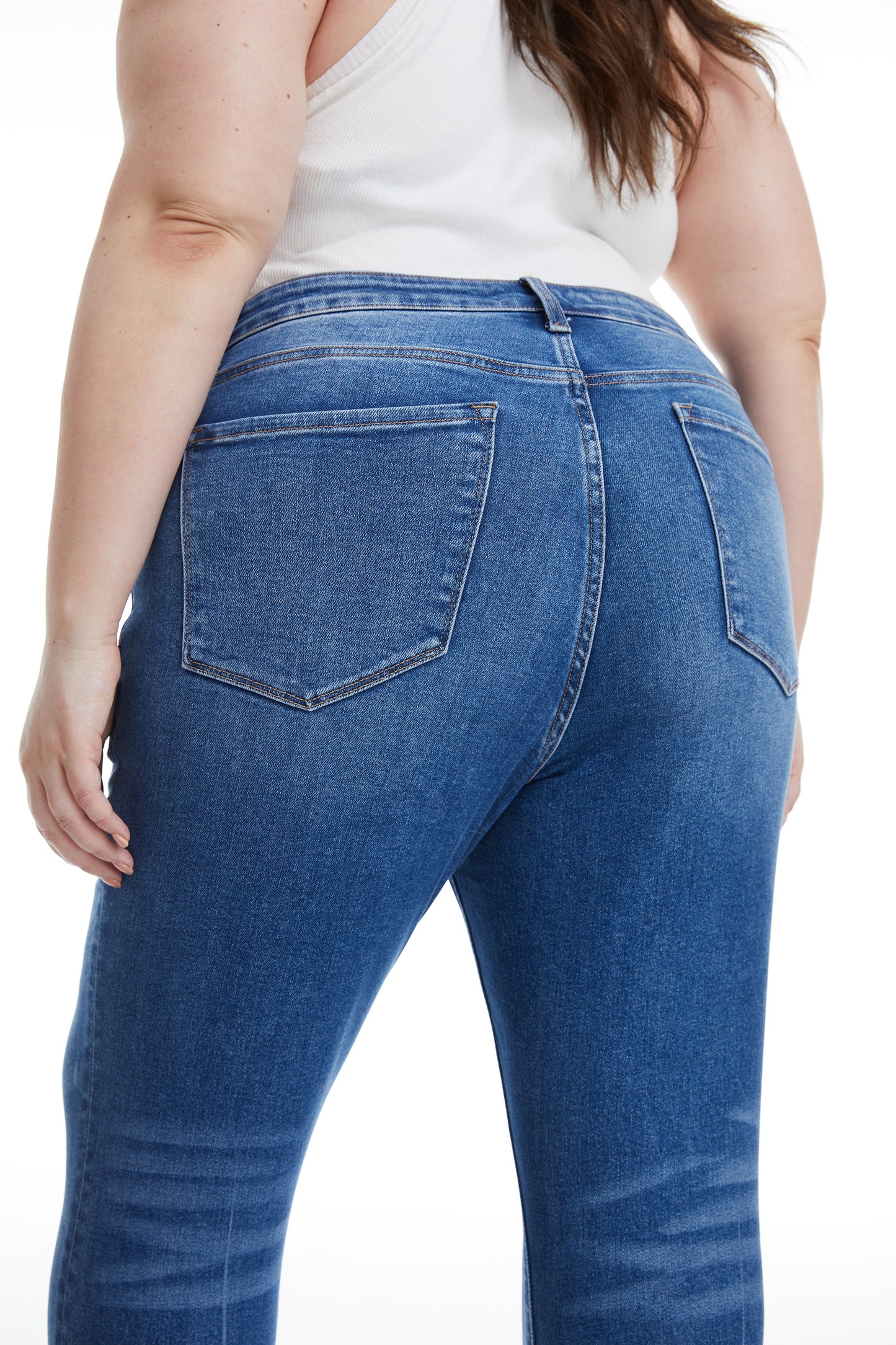 HIGH RISE STRAIGHT ANKLE JEANS WITH RAW EDGE BYT5154-P FREELOOP PLUS SIZE