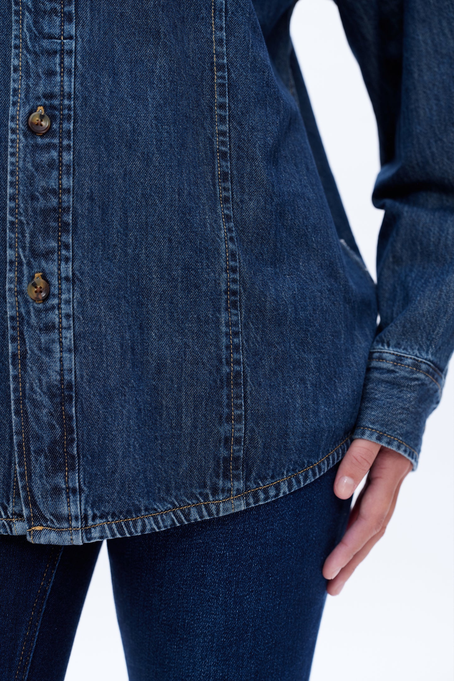 OVERSIZED DENIM SHIRT BYJ9047 DARK BLUE