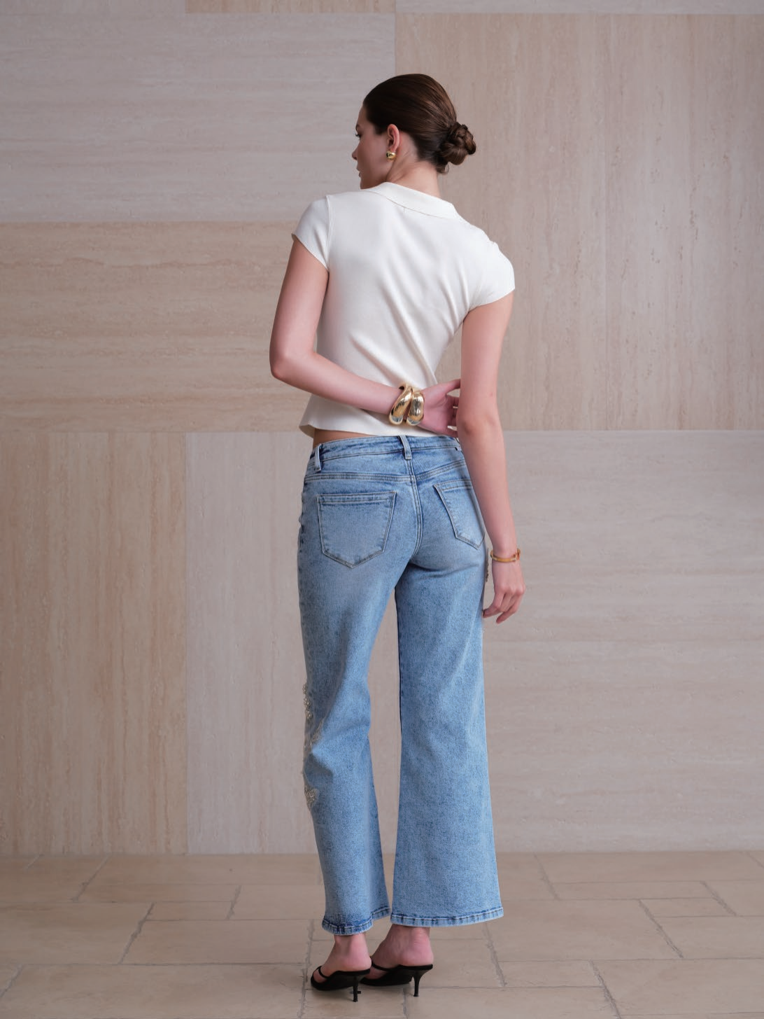 NEW YORK MID RISE WIDE LEG FLARE ANKLE JEANS  BYW8422