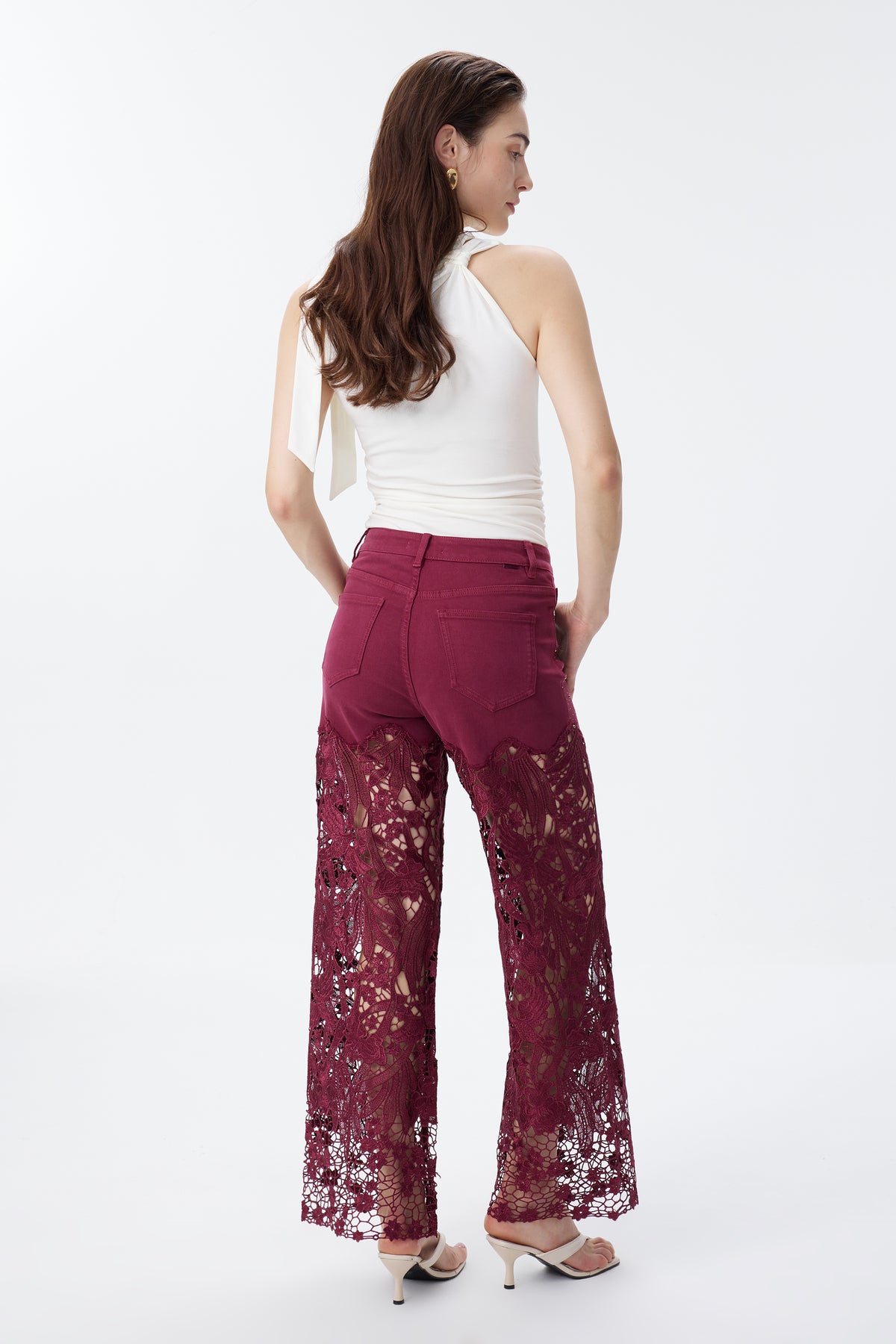 HIGH RISE LACE PANTS WITH RHINESTONE