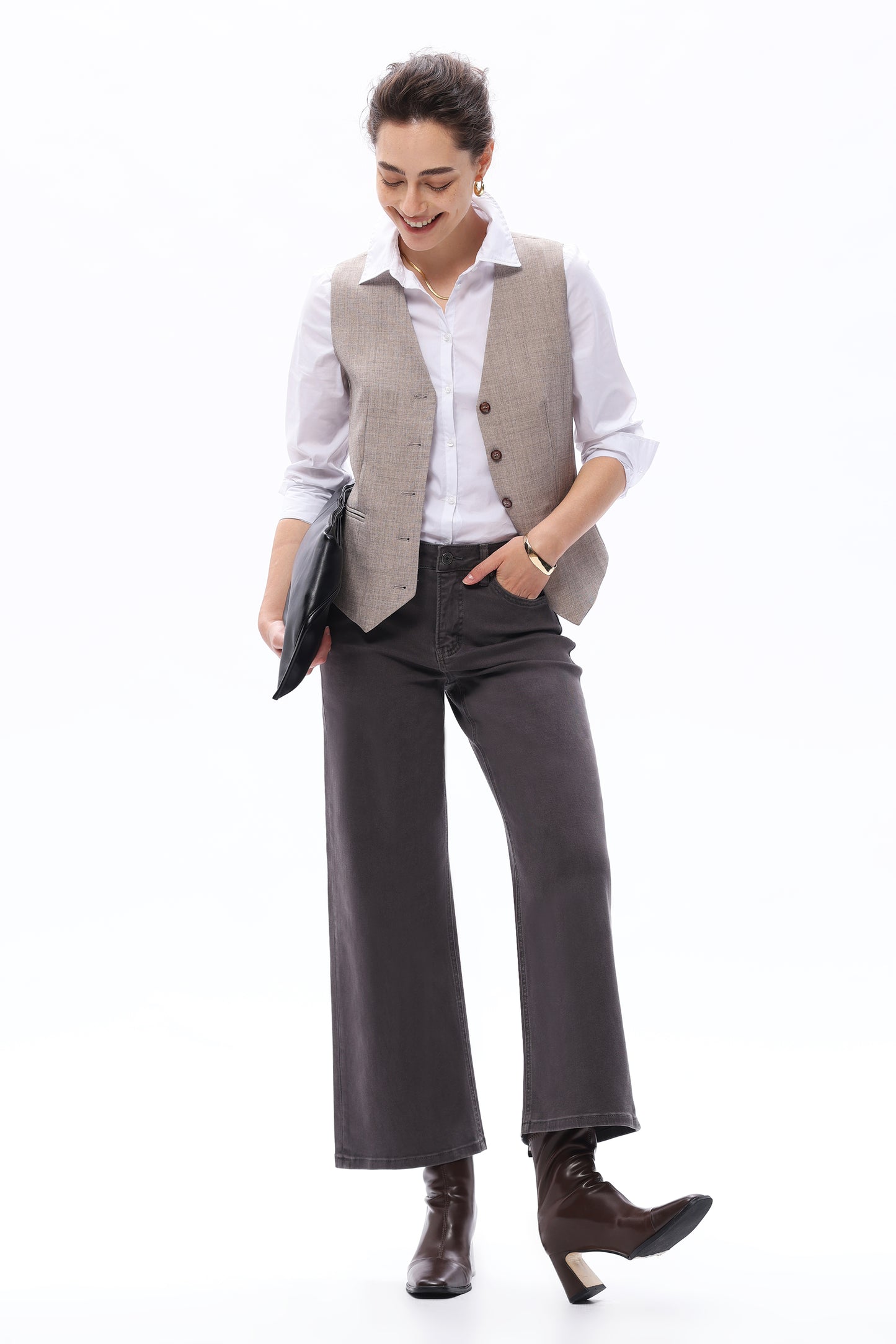 PLUS MID RISE STRAIGHT BYT5198-P GRAY