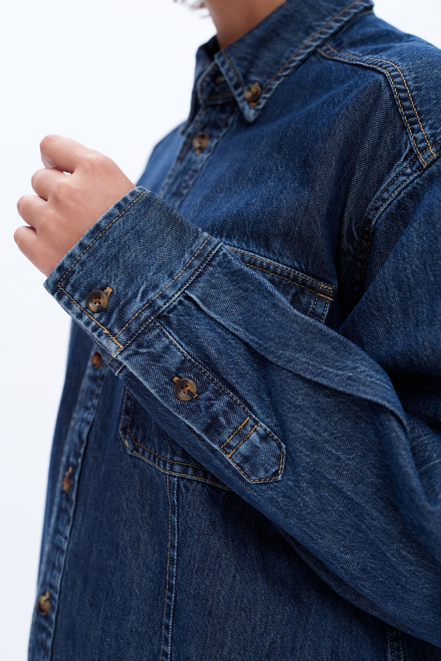 OVERSIZED DENIM SHIRT BYJ9047 DARK BLUE