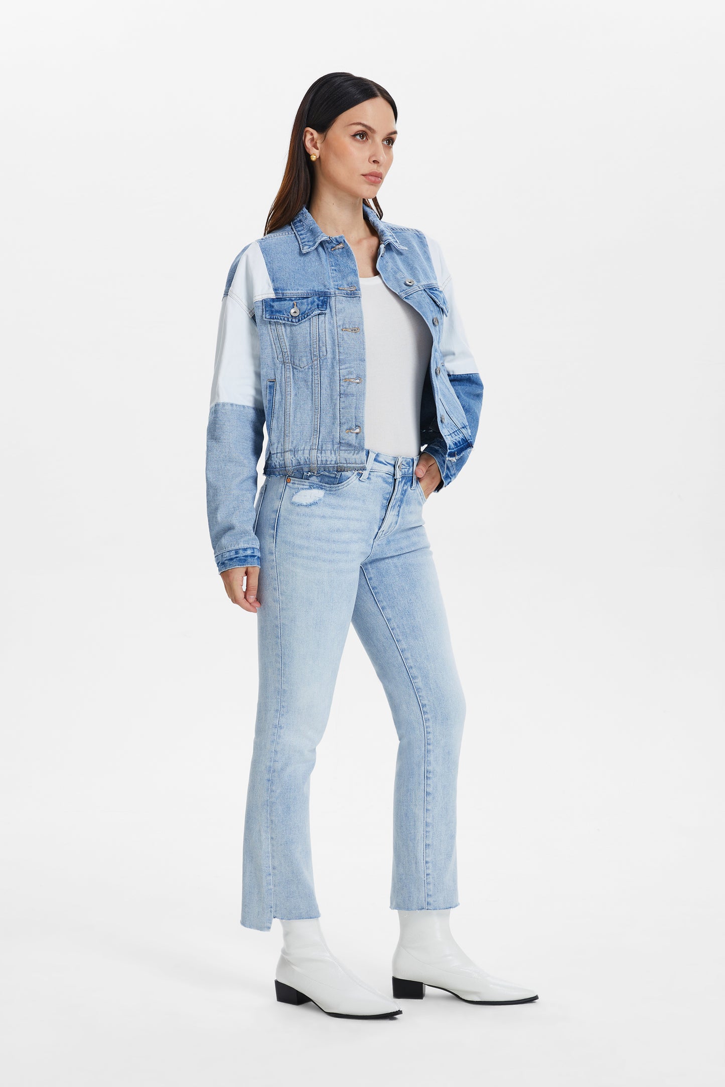 DAISY HIGH RISE SLIM JEANS WITH RAW HEM BYT5184 (BYHE015) WAVE