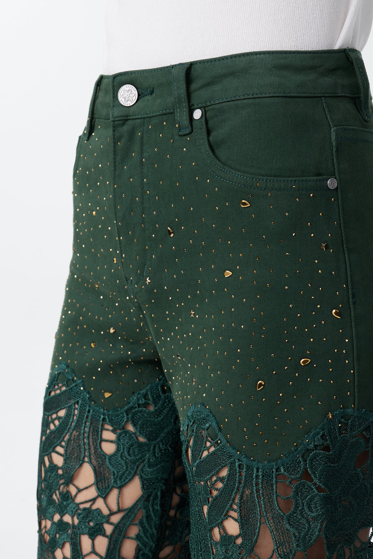 HIGH RISE LACE PANTS WITH RHINESTONE