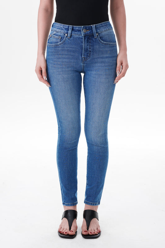 VIENNA MID RISE SKINNY ANKLE JEANS Glazed Layered Blue