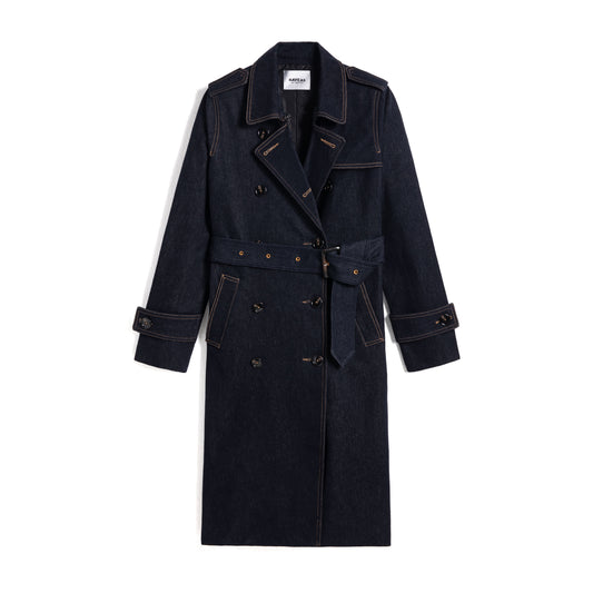 DOUBLE-BREASTED DENIM TRENCH COAT BYJ9057 (BYMJ241) DARK BLUE