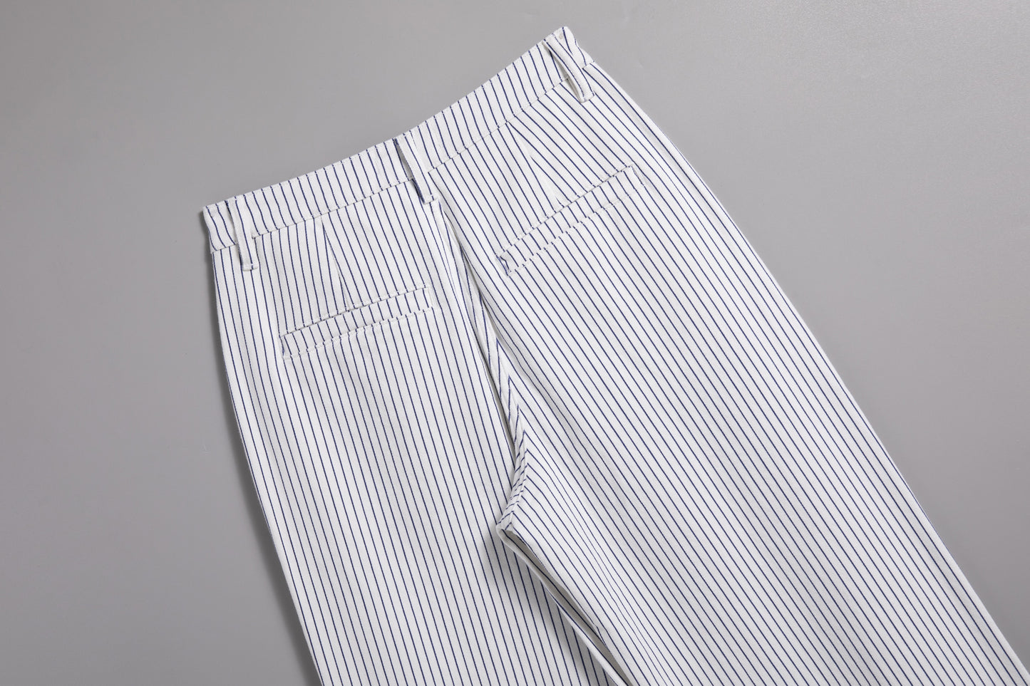 HIGH RISE DROP CROTCH WIDE LEG PANTS BYW8221 (BYMJ237) WHITE/BLUE STRIPES