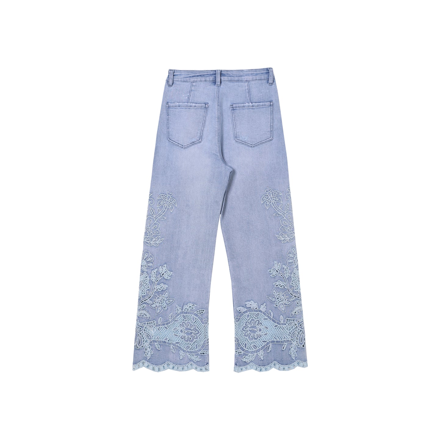 HIGH RISE EMBROIDERED WIDE LEG DENIM JEANS BYW8249-A (BYMG004-A) LIGHT BLUE