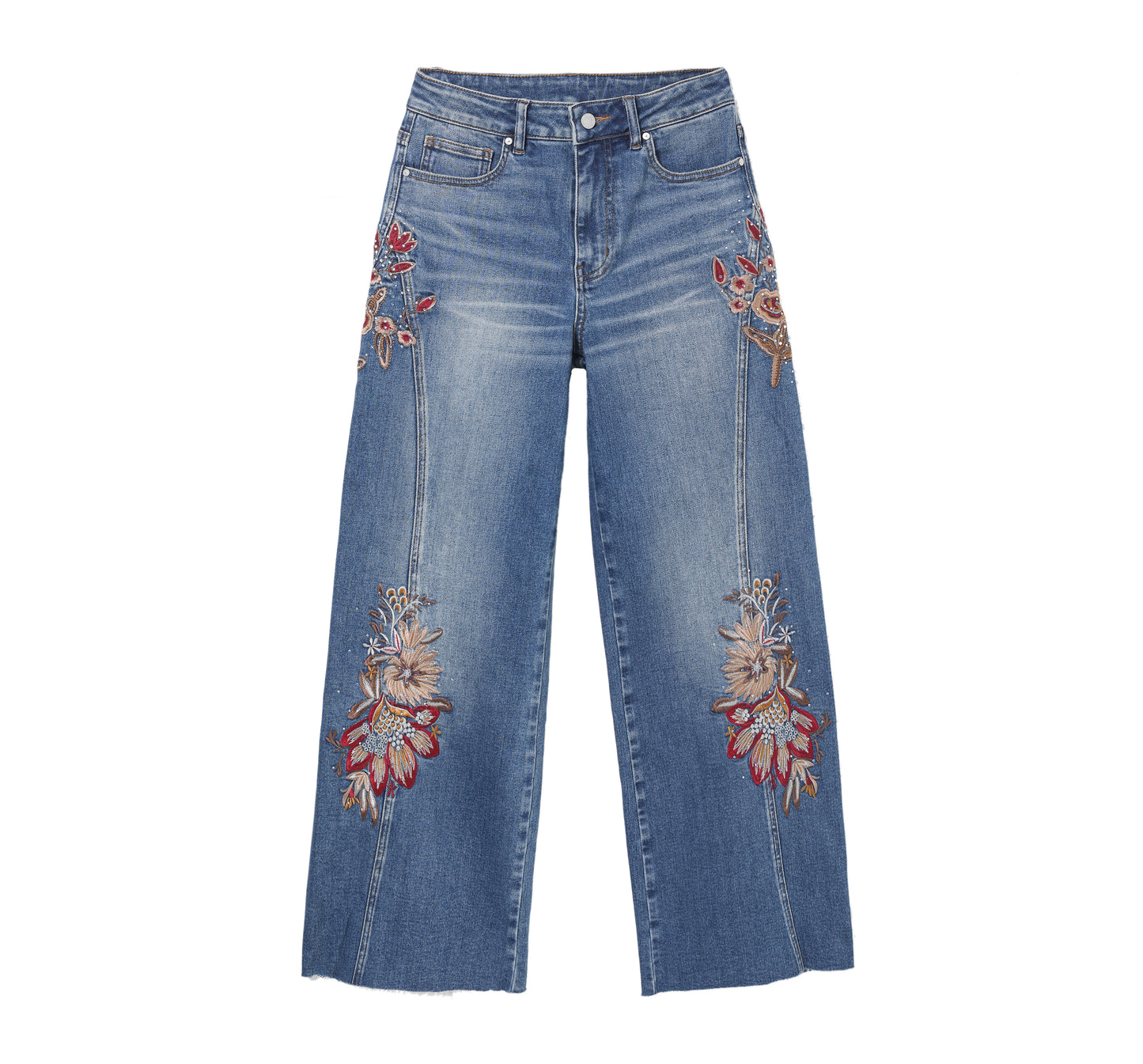 HIGH RISE EMBROIDERED DENIM JEANS BYW8254 (BYMG027) MEDIUM BLUE