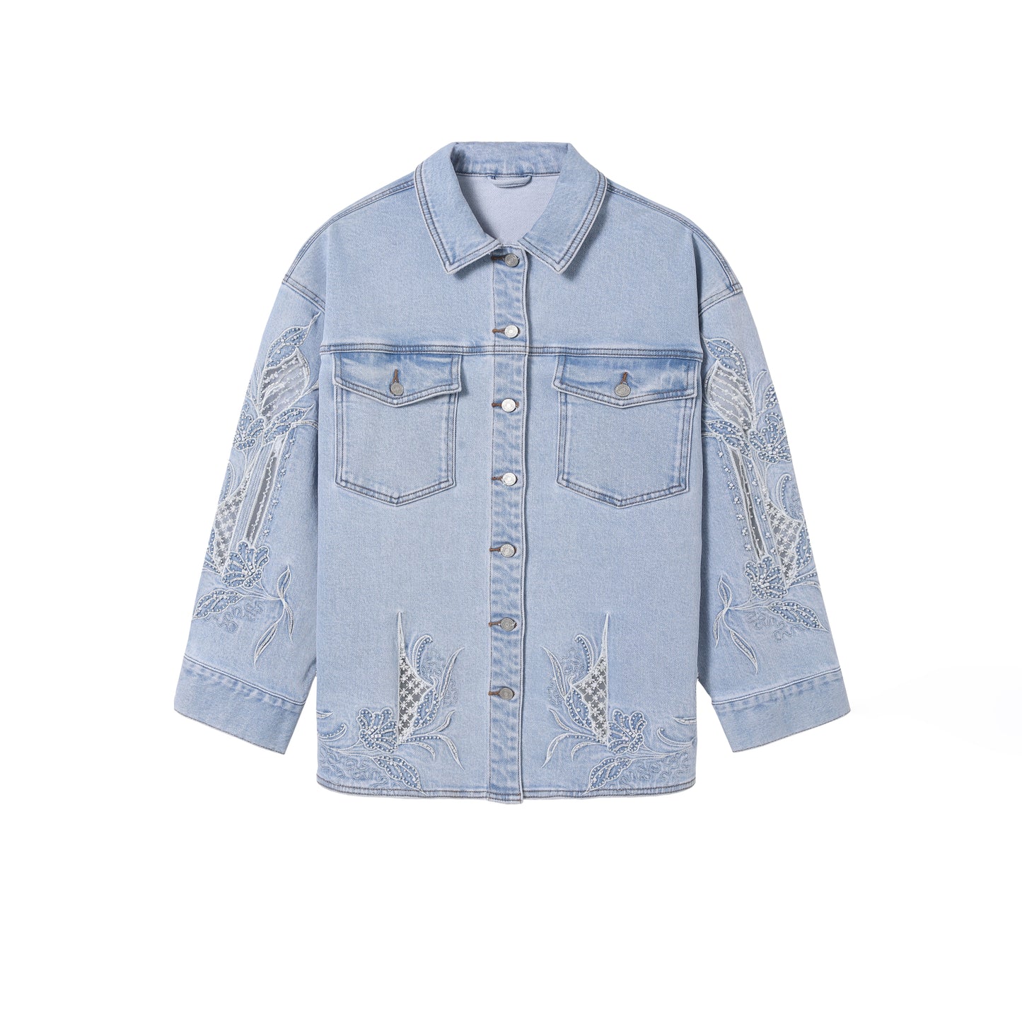 EMBROIDERED DENIM SHIRT BYJ9062 (BYMG022) LIGHT BLUE