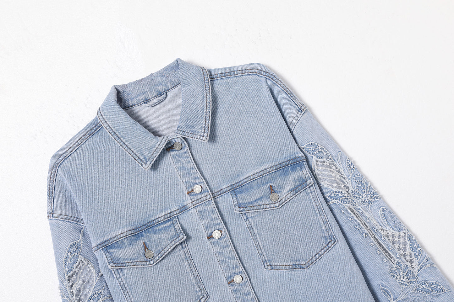 EMBROIDERED DENIM SHIRT BYJ9062 (BYMG022) LIGHT BLUE