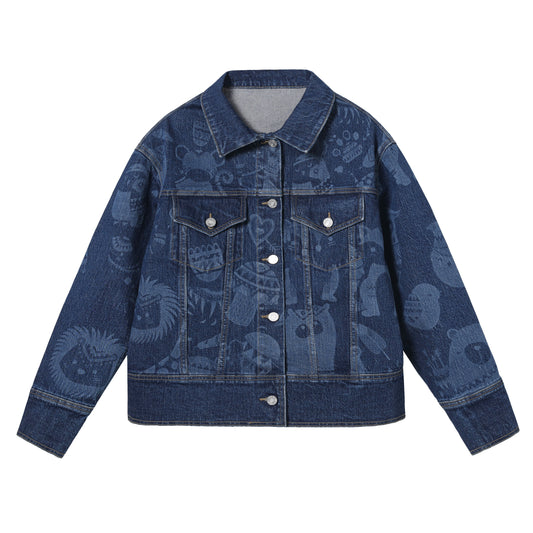 DENIM JACKET WITH LASER PRINTING BYJ9064 (BYMG031) DARK BLUE