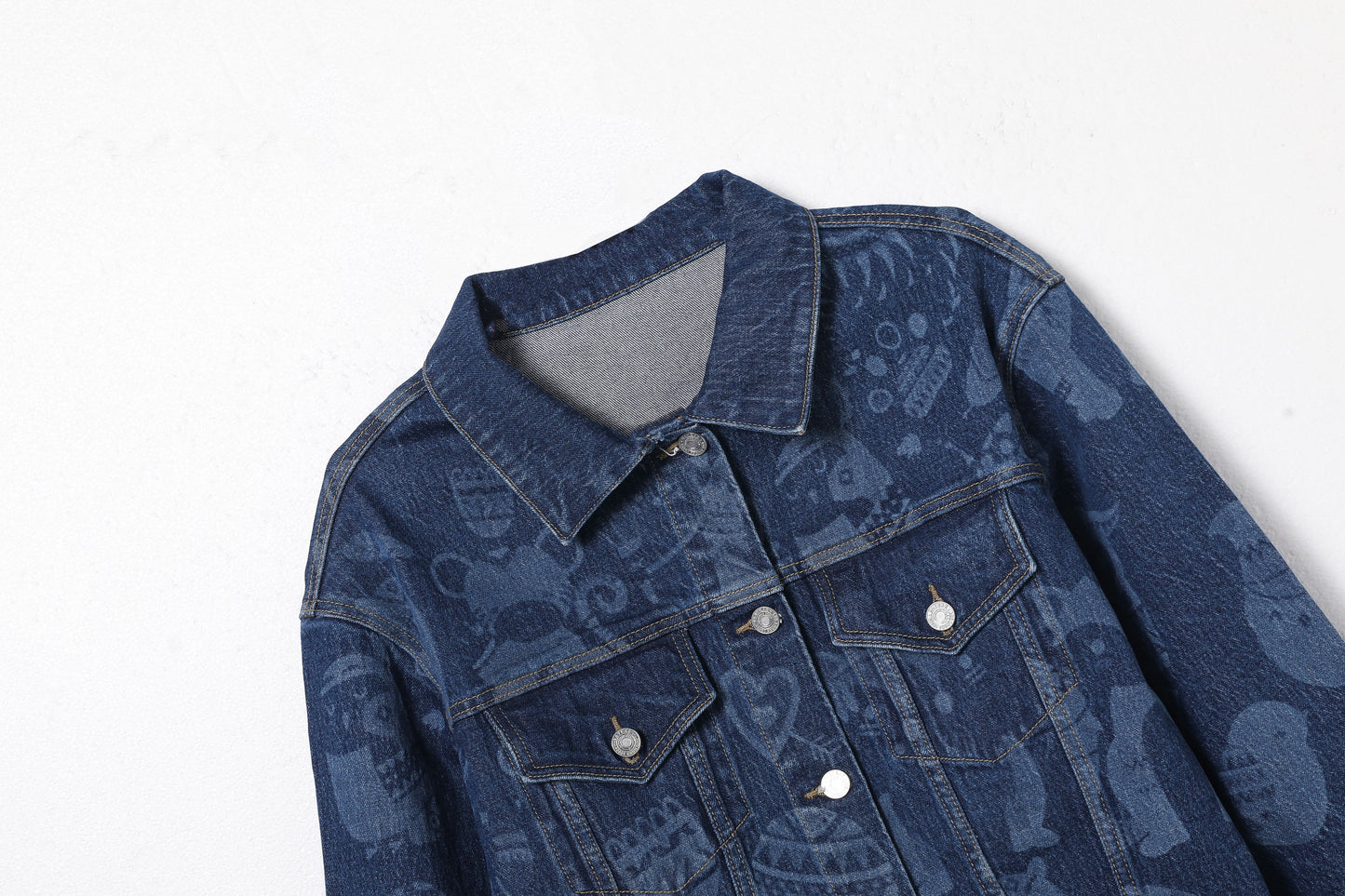 DENIM JACKET WITH LASER PRINTING BYJ9064 (BYMG031) DARK BLUE