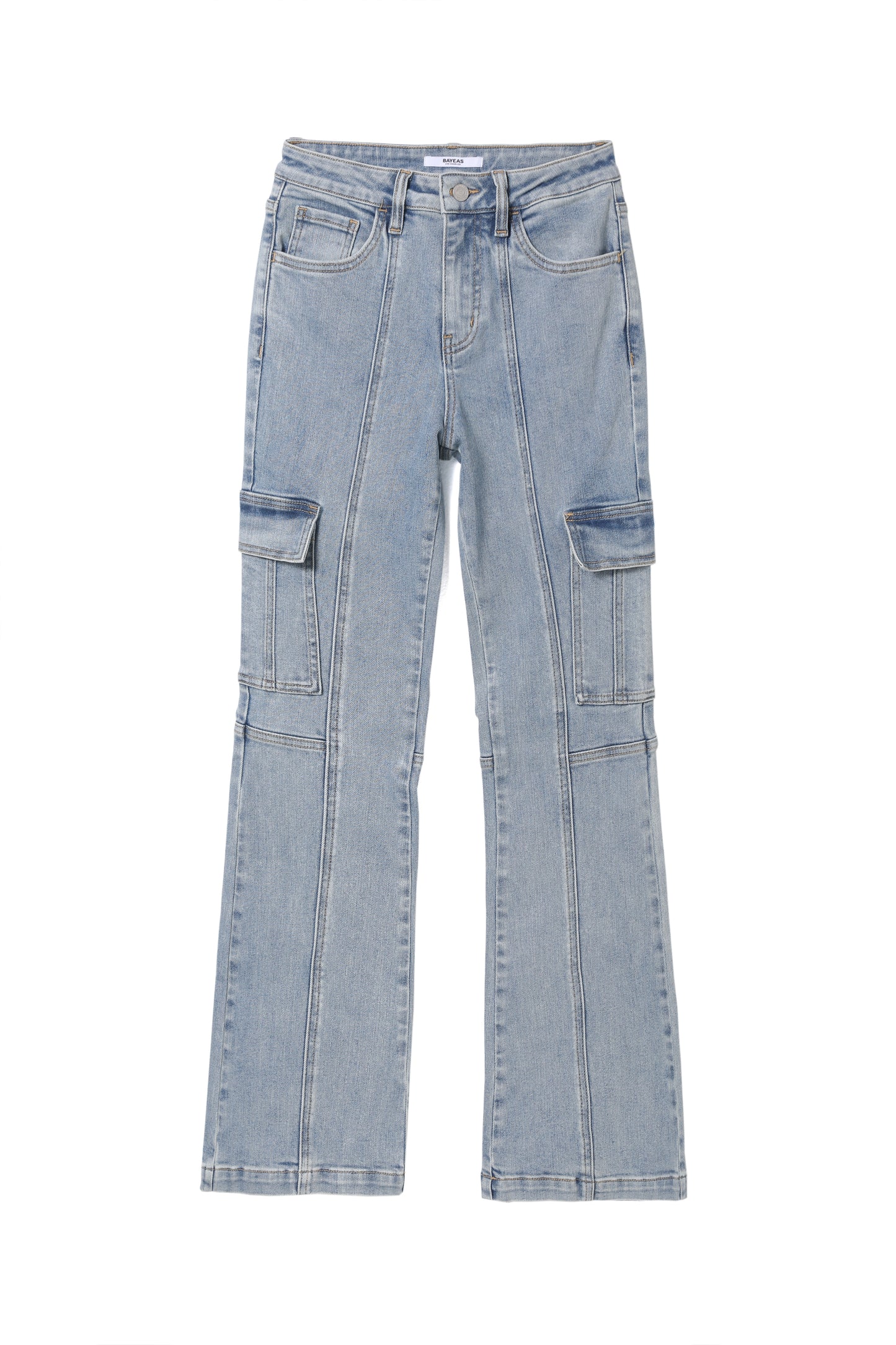 HIGH RISE CARGO BOOTCUT DENIM JEANS BYF1180 (BYMJ211) LIGHT BLUE