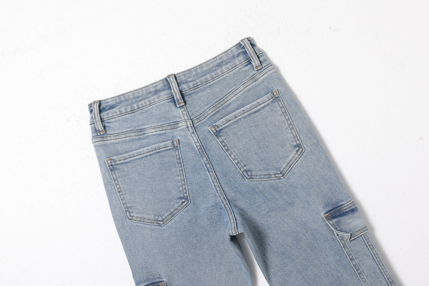 HIGH RISE CARGO BOOTCUT DENIM JEANS BYF1180 (BYMJ211) LIGHT BLUE