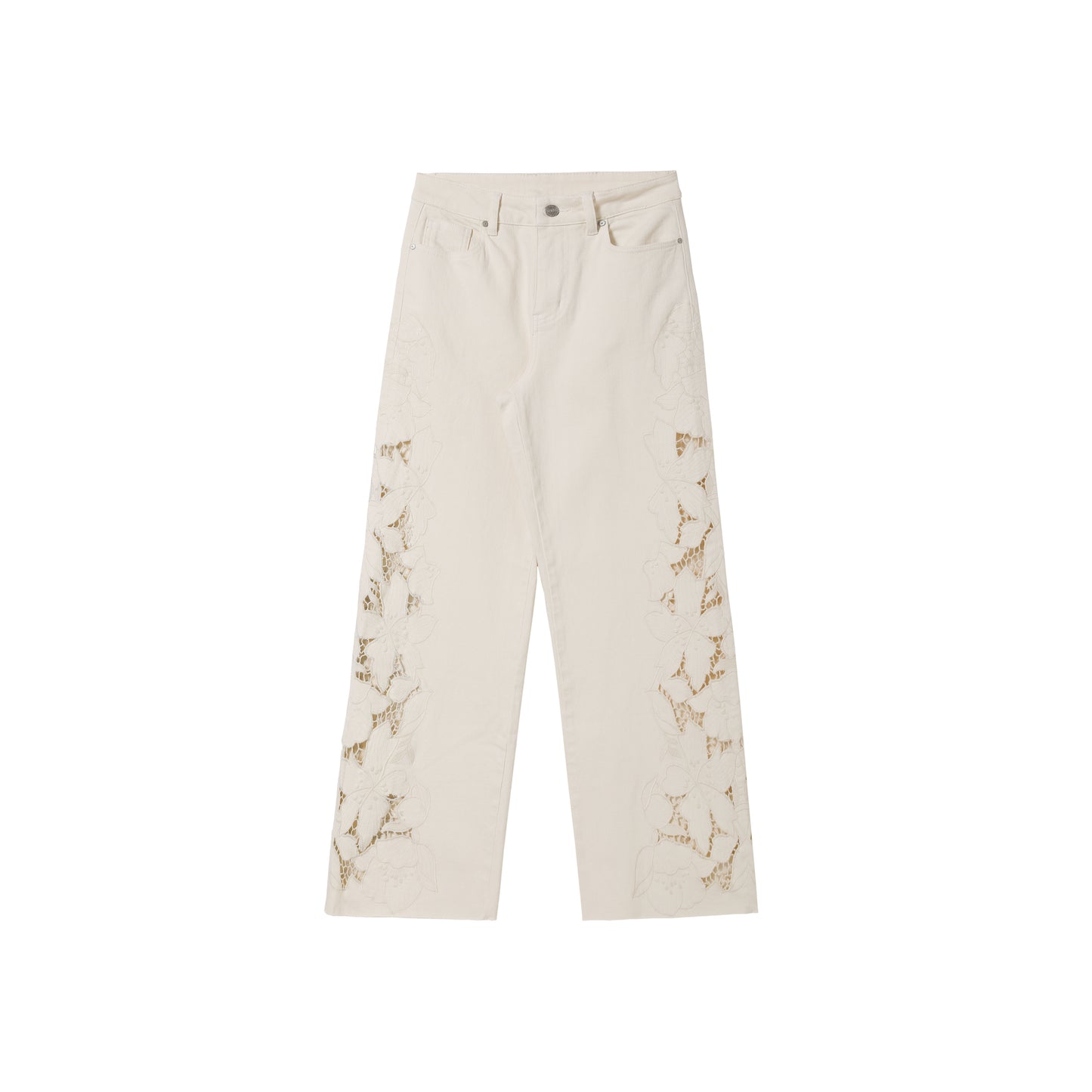 HIGH RISE EMBROIDERED WIDE LEG PANTS BYW8253-A (BYMG025-A) OFF-WHITE