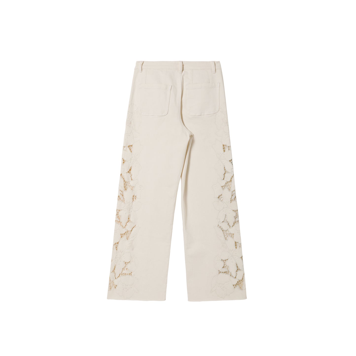 HIGH RISE EMBROIDERED WIDE LEG PANTS BYW8253-A (BYMG025-A) OFF-WHITE