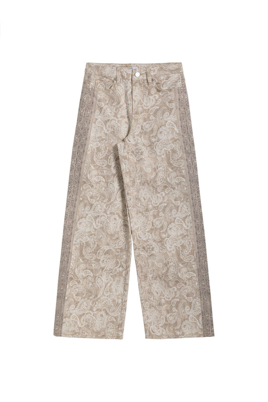 HIGH RISE PRINTED BARREL LEG PANTS BYOX024 (BYJJ009) OFF-WHITE