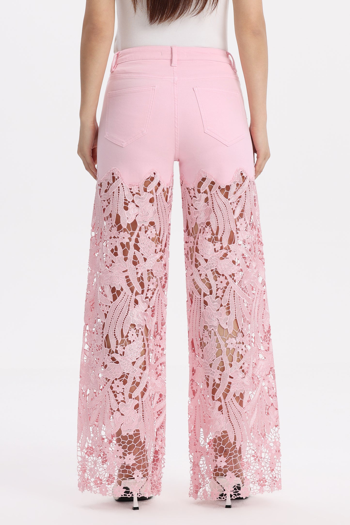 HIGH RISE LACE PANTS WITH RHINESTONE