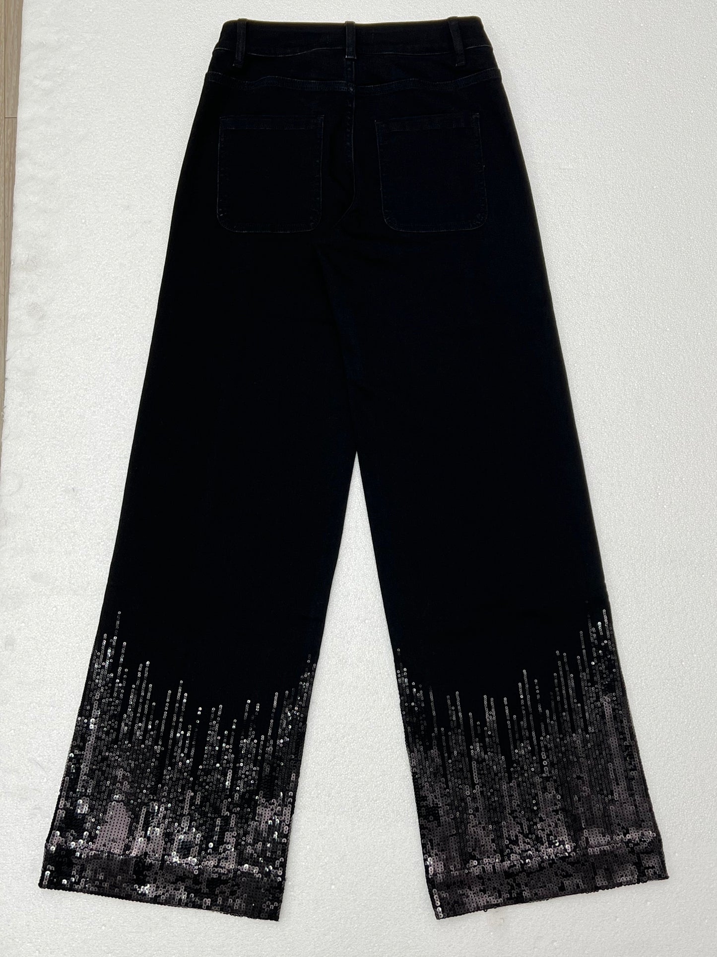 MID RISE SEQUIN WIDE LEG DENIM JEANS BYW8246 (BYMJ261) BLACK