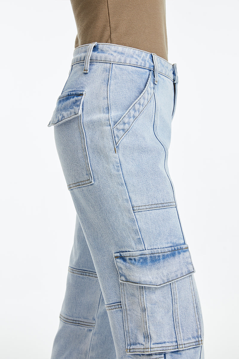 HIGH RISE STRAIGHT LEG JEANS BYT5037 LIGHT BLUE