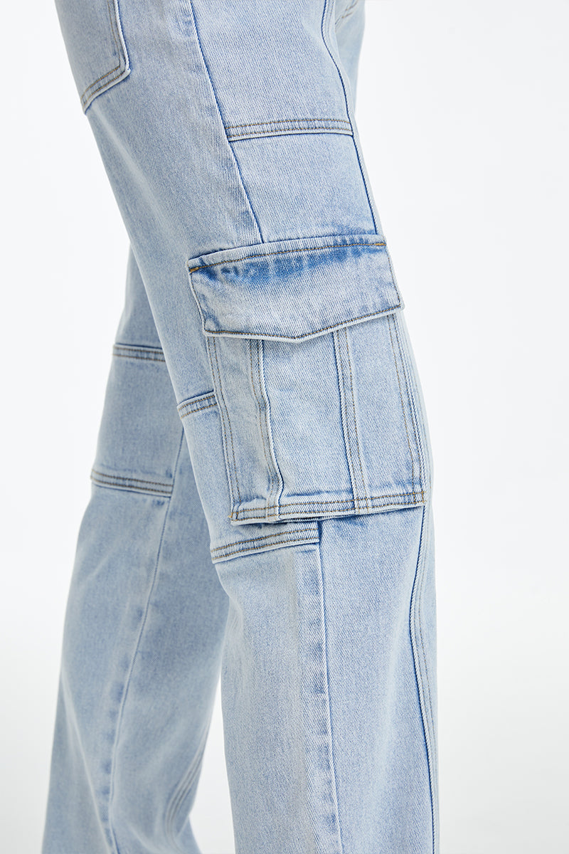 HIGH RISE STRAIGHT LEG JEANS BYT5037 LIGHT BLUE