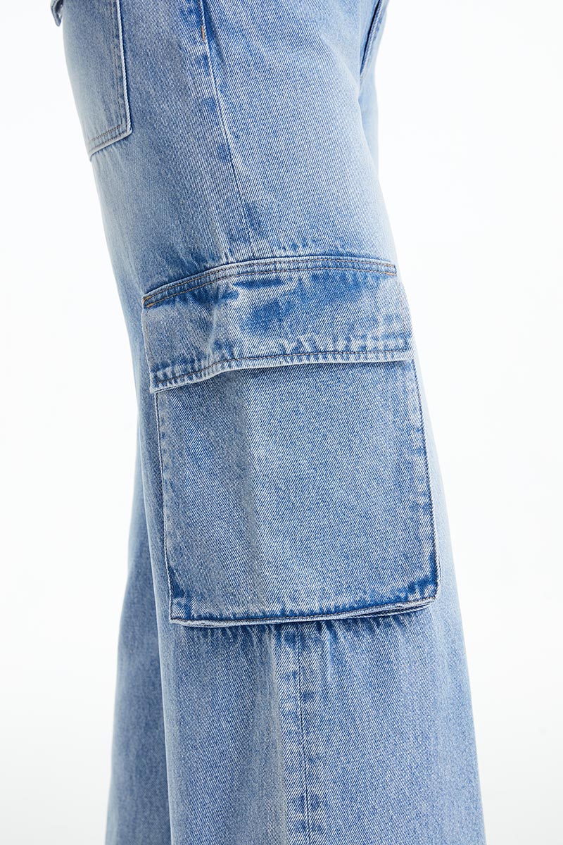 HIGH RISE WIDE LEG FLARE JEANS BYW8078 MEDIUM BLUE