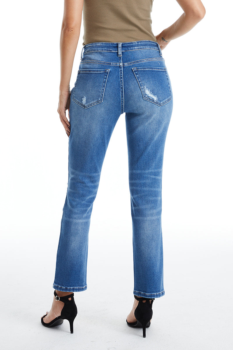 HIGH RISE GRINDED MOM JEANS BYM3059 BLUELOVER