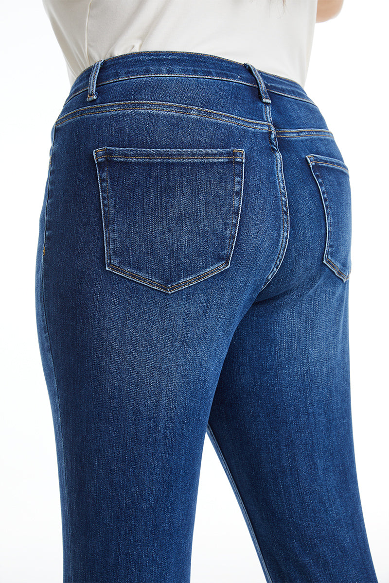 HIGH RISE STRAIGHT LEG JEANS BYT5145-P DARK BLUE PLUS SIZE